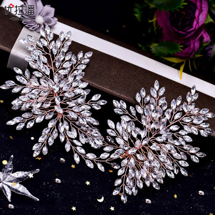 Youlapan European and American Style Bridal Hair Accessories Rhinestone Hair Comb Side Decoration Double-Ended Comb Hair Accessory Hp392
