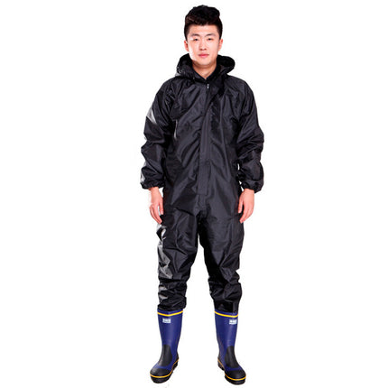 Protective Clothing Hooded Dust-proof Clothing Waterproof Oil-proof Chemical Paint Polishing Pesticide Working Clothes Odor-proof Raincoat