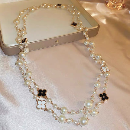 Light Luxury and High-End Multi-Layered Pearl Sweater Chain, Feminine, Simple, Long Autumn and Winter Necklace, Alloy Accessories, Jewelry