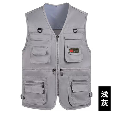 Spring and Autumn Multi-pocket Functional Photography Vest Fishing Waistle Outdoor Tooling Men's Vest Reporter Multi-pocket Horse Clip