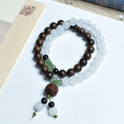 Shen Guibao Chen Xiang 8mm Double Ring Half Bracelet Barrel Bead Bracelet Five Sutra String Beads Niche Wen Play Jewelry Wholesale