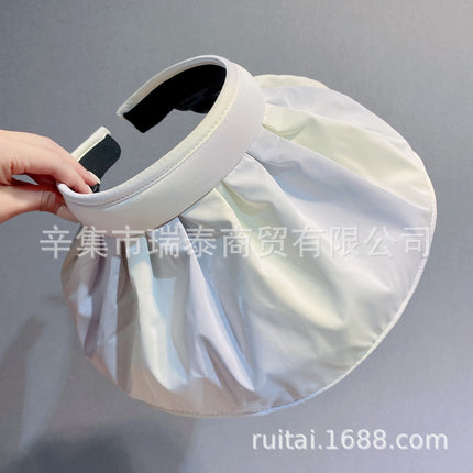 Anti-ultraviolet Sunscreen Hat Women's Summer Hair Band Sunshade Hat Face-covering Sports Black Glue Sun Hat Shell Hat Empty Top