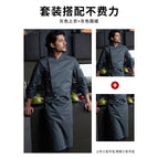gray blouse long sleeve bright gray long apron / M