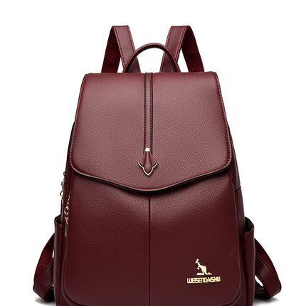 Spring 2025 New Soft Leather Women's Fashionable Backpack high quality Textile All-match Travel Large Capacity Anti-theft Bag