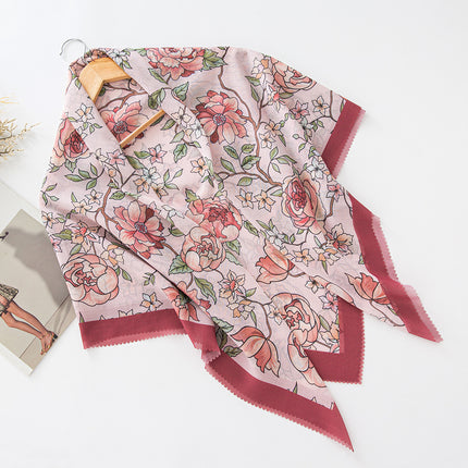 Cross-Border New Product Voile Print 110 Square Scarf Classic Lace Scarf Turban Malaysian Shawl