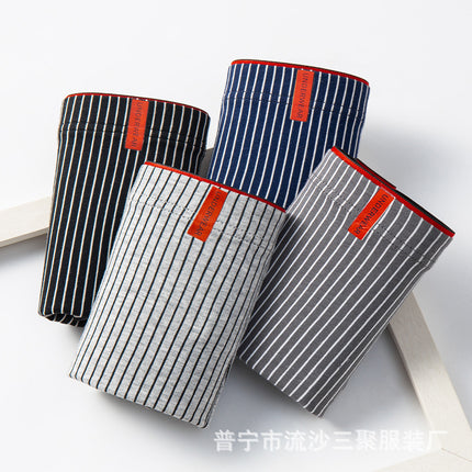 Vibrant Striped Men's Underwear Xinjiang Cotton Antibacterial Breathable Mid-Waist Large Size Graphene Bottom Crotch Flat Pants Wholesale