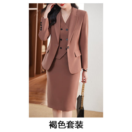 Blue suit suit female 2024 spring and autumn long sleeve professional self-cultivation temperament goddess fan manager white collar tooling suit