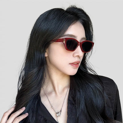 New red cat's eye sunglasses women's high-grade concave shape hot girl photo anti-ultraviolet line sunglasses wholesale