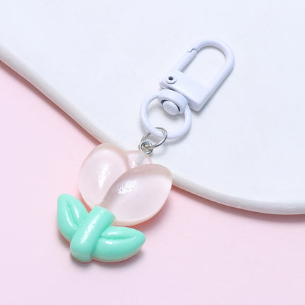 Tulip Flower Keychain Handmade DIY Small Fresh Cute Key Ring Bag Hanging Sweet Student Gift