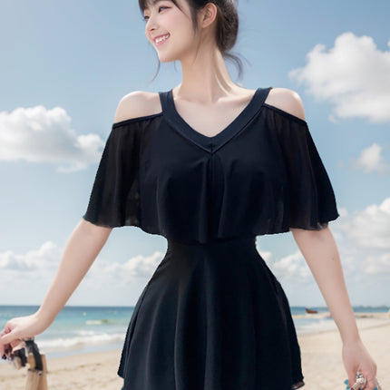 2025 New Popular One-Piece Swimsuit for Women, High-End, Conservative Skirt Style, Belly-Covering, Slimming Look, Fashionable and Super Fairy Hot Spring Bathing