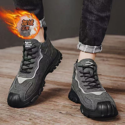 Men's Shoes Winter High-top fleece-lined Thickened Warm Cotton Shoes Waterproof Sports Casual Leather Shoes Men's Snow Boots Trendy Shoes