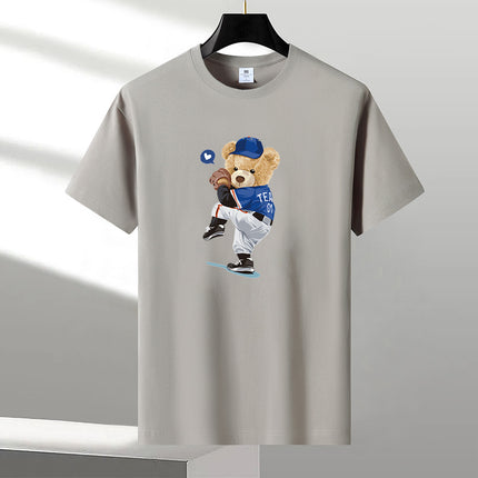 Pure Cotton Short-sleeved T-shirt Men's Loose Round Neck Summer Thin Top Clothes Loose Casual plus size Fatty Base Shirt