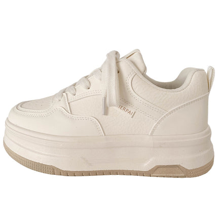 LZ6062 latex insole thick bottom leather small white shoes women's shoes 2025 spring new round toe board shoes casual shoes