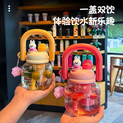 Wholesale Large-Capacity Plastic Straw Cups for Summer, Suitable for Men and Women, with a High Aesthetic Appeal, Portable Outdoor Sports Water Bottles for Children