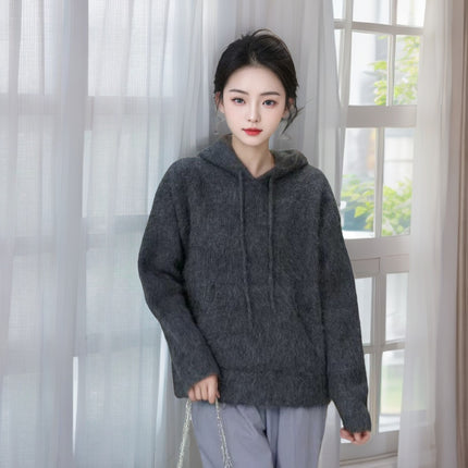 High-Proportion Suli Alpaca Wool Autumn and Winter Outerwear Hooded Sweatshirt Warm Coat Sweater Top Alpaca Wool Coat