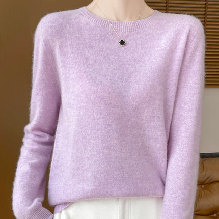 First-Line Ready-To-Wear 100% Pure Wool Round Neck Knitwear Women's New Autumn and Winter Seamless Knitwear Slimming Look Versatile Knitwear