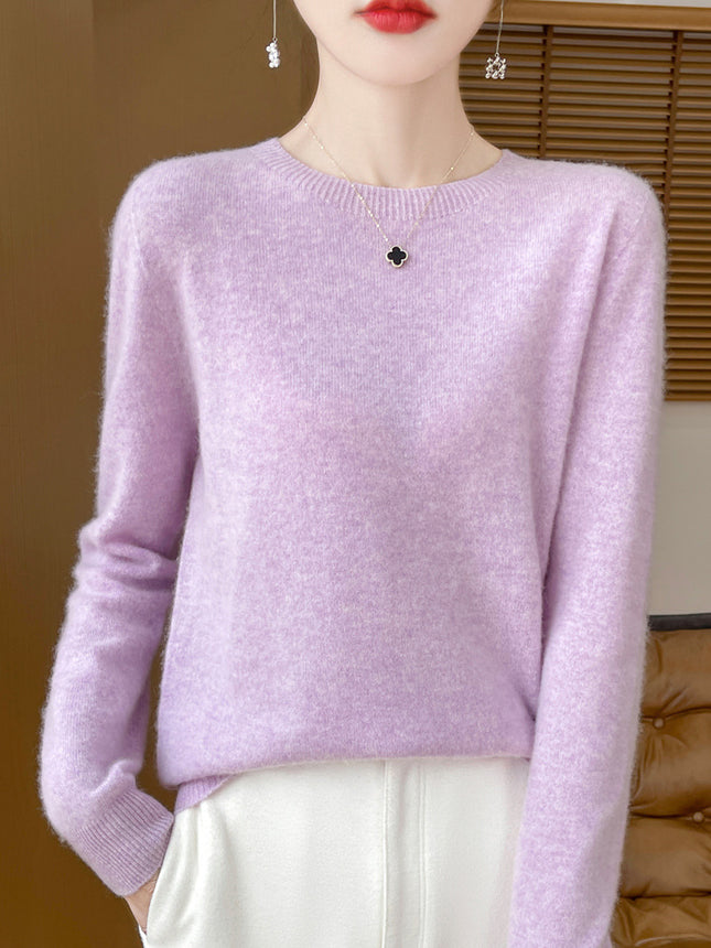 First-Line Ready-To-Wear 100% Pure Wool Round Neck Knitwear Women's New Autumn and Winter Seamless Knitwear Slimming Look Versatile Knitwear
