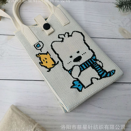 Girl's Heart-Shaped Knitted Crossbody Bag