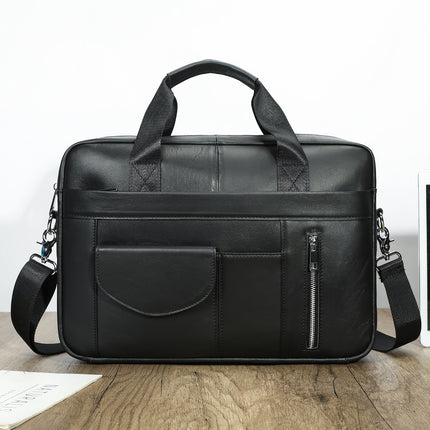 Men's Genuine Leather Briefcase Business Men's Bag Top Layer Cowhide Portable Lawyer Computer Bag Men's Shoulder Crossbody Bag