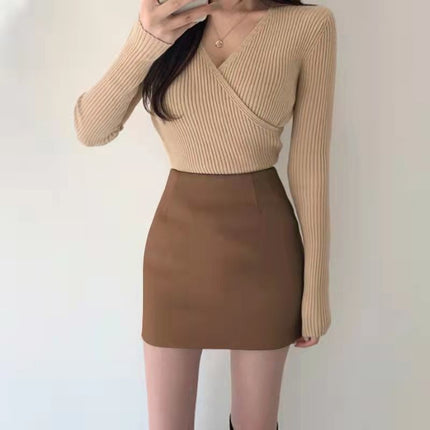 Black Woolen Skirt for Women in Autumn and Winter New Versatile Slimming Look One-Step Skirt Slim Wrap Skirt High Waist Hip Short Skirt