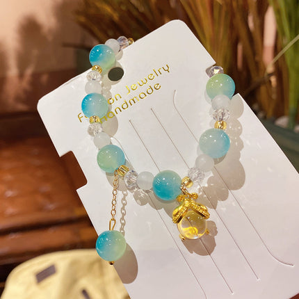 New Ethnic Style Beaded Bracelets Wholesale Gift Box Imitation Crystal Bracelets Butterfly Textured Hand Ornaments Night Market Stalls