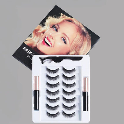 Wholesale magnetic eyeliner false eyelashes magnet false eyelashes 3D three-dimensional net red magnetic false eyelashes 3 pairs of suit