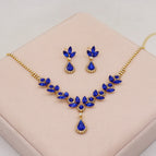 (necklace + earrings) bottom gold blue