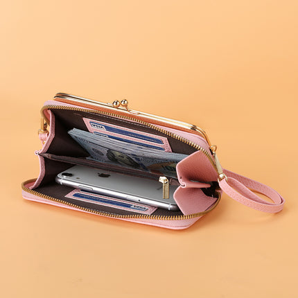 Factory wholesale horizontal mobile phone bag female litchi pattern Small Satchel sweet Joker multi-purpose coin purse mini bag