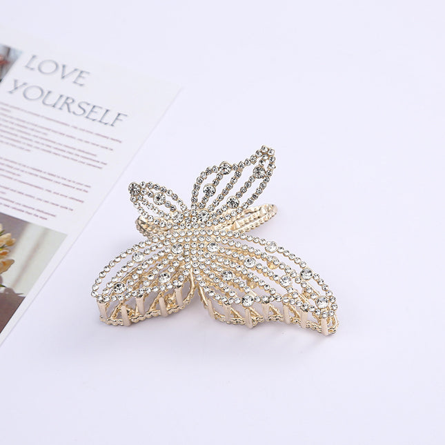 Butterfly Pearl Rhinestone hair clip women's back head updo elegant hair grip luxury headdress hair volume shark clip
