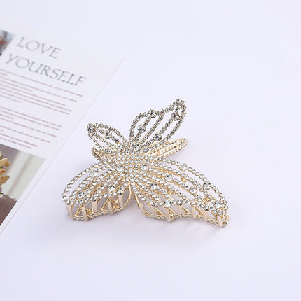 Butterfly Pearl Rhinestone hair clip women's back head updo elegant hair grip luxury headdress hair volume shark clip