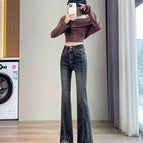 Thick velvet vintage blue trousers / XS