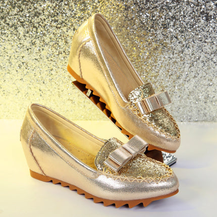 2026 Spring and Autumn New Versatile Height-Increasing Loafers Soft Sole Wedge Small Size Women's Shoes 31 32 33 34 Flats