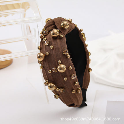 French Pearl Hair Band New Diamond-encrusted Fashion Hair Band Women's Temperament Color Full Diamond Joker Multicolor Hair Accessories Wholesale