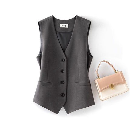 Women's Suit Vest Layered Vest 2026 Spring and Autumn Sleeveless Commuter Style Elegant Black Slim-Fit Versatile Vest