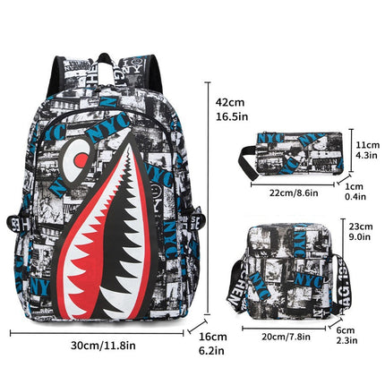Cross-border Oxford Shark Schoolbag Primary School Grade 4, 5 and 6 Large Capacity Backpack Personalized Simple Backpack for Men