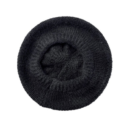 mohair knitted beret children autumn and winter warm big head circumference painter hat solid color wool hat
