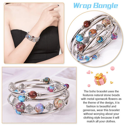 2026 New European and American Fashion Imperial Stone Wrap Bracelet for Women, Layered Multi-Wrap Natural Stone Bracelet Wholesale