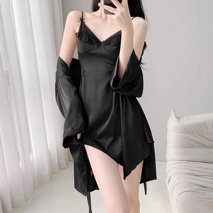 Sexy Pajamas for Women with V-Neck and Chest Pads, Two-Piece Pajamas, Internet Celebrity Suspender Backless Nightgown, Nightgown, Home Wear