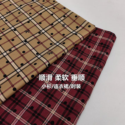 Creative Bow British Fashion Plaid Printed Fabric Pants Dress Handmade DIY Fabric 2025 New