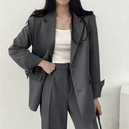 Women's Suit Pants Spring and Autumn 2026 New Korean Style Trendy Design Niche Casual Black Suit Set