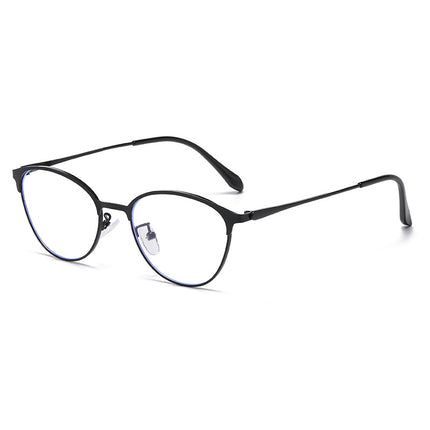 Photo-sensitive color-changing European and American-style cross-border cat's eye fashion anti-blue light flat metal frame advanced student myopia glasses