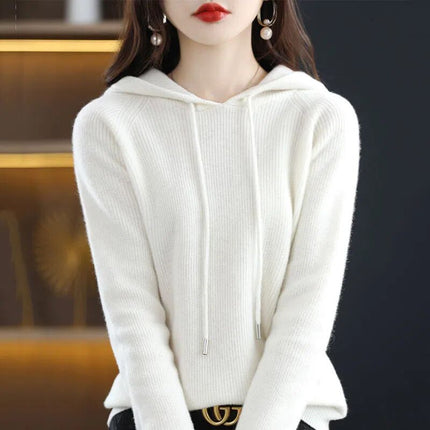 Autumn and Winter New Hooded Knitwear Women's Casual Loose Large Size Sweater Jacket Korean Solid Color Lazy Thickened Hoodie