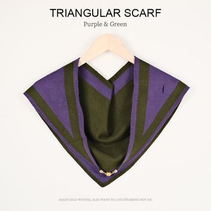 Autumn and Winter Magnetic Buckle Coloring Border Knitted Double-Sided Triangle Towel Women's Small Golden Ball High-grade Neck Protection Neck Shawl