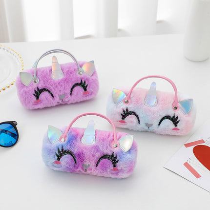 Spot Unicorn Cartoon Portable Anti-Stress Glasses Case Plush Folding Pen Bag Bag Children's Handbag Coin Purse