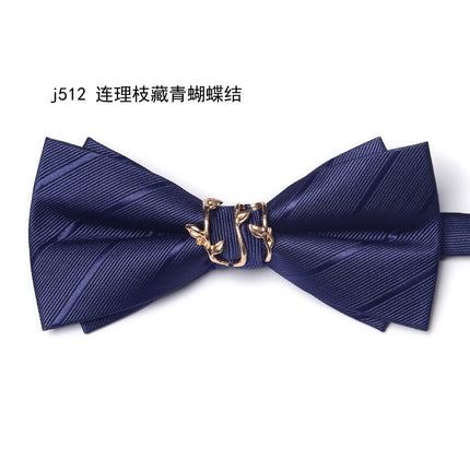 bridegroom groomsman bow tie red leather velvet studded men's wedding dress accessories host banquet bow blue british