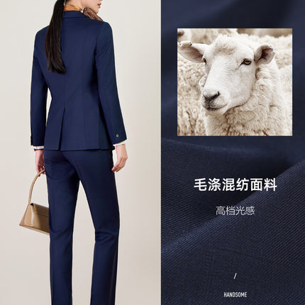 Wool Suit Jacket Women's Spring and Autumn High Sense Fashion Commuter Interview Host Professional Dress Suit Machine Washable