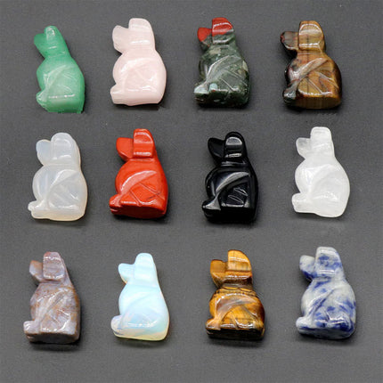1in Puppy Crystal Agate Stone Mini Carved Small Animal Semi-Precious Stone Crafts Dog Small Ornaments