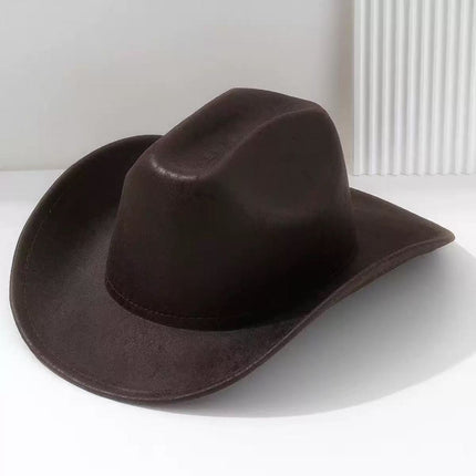 Solid Color Light Board Felt Western Cowboy Hat Outdoor Autum Hat Women's Simple French Hat Men's High-End