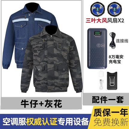 Summer Clothing with Fan for Welders, Air-Conditioned Clothing, Pure Cotton Thick Cooling Clothing, Outdoor Workwear