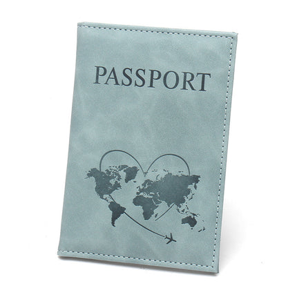 World Map Heart-Shaped Airplane Passport Holder, Lightweight Leather Passport Book, Portable, Unisex Passport Book